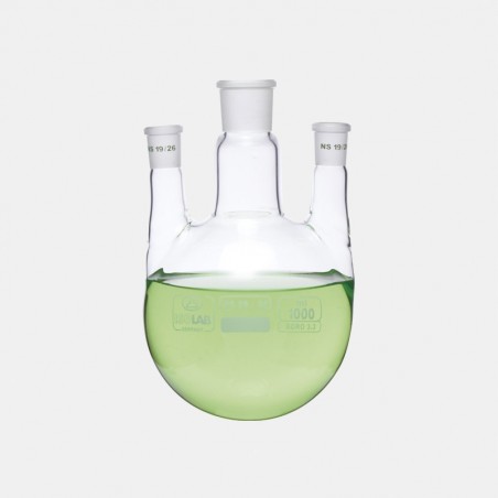 İsolab Balon - Dibi Yuvarlak - 3 Boyunlu - 1000 Ml